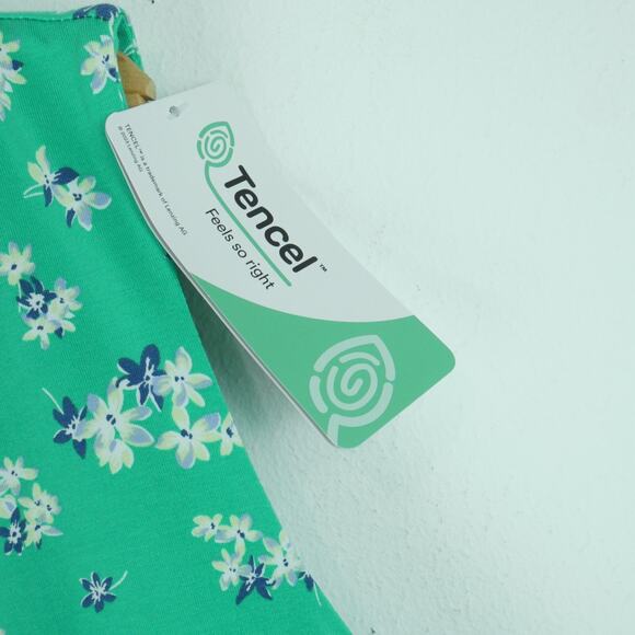 Land's End 3X Dress Modal Knit Pockets Green Floral Sundress Fit & Flare Stretch - Picture 3 of 7